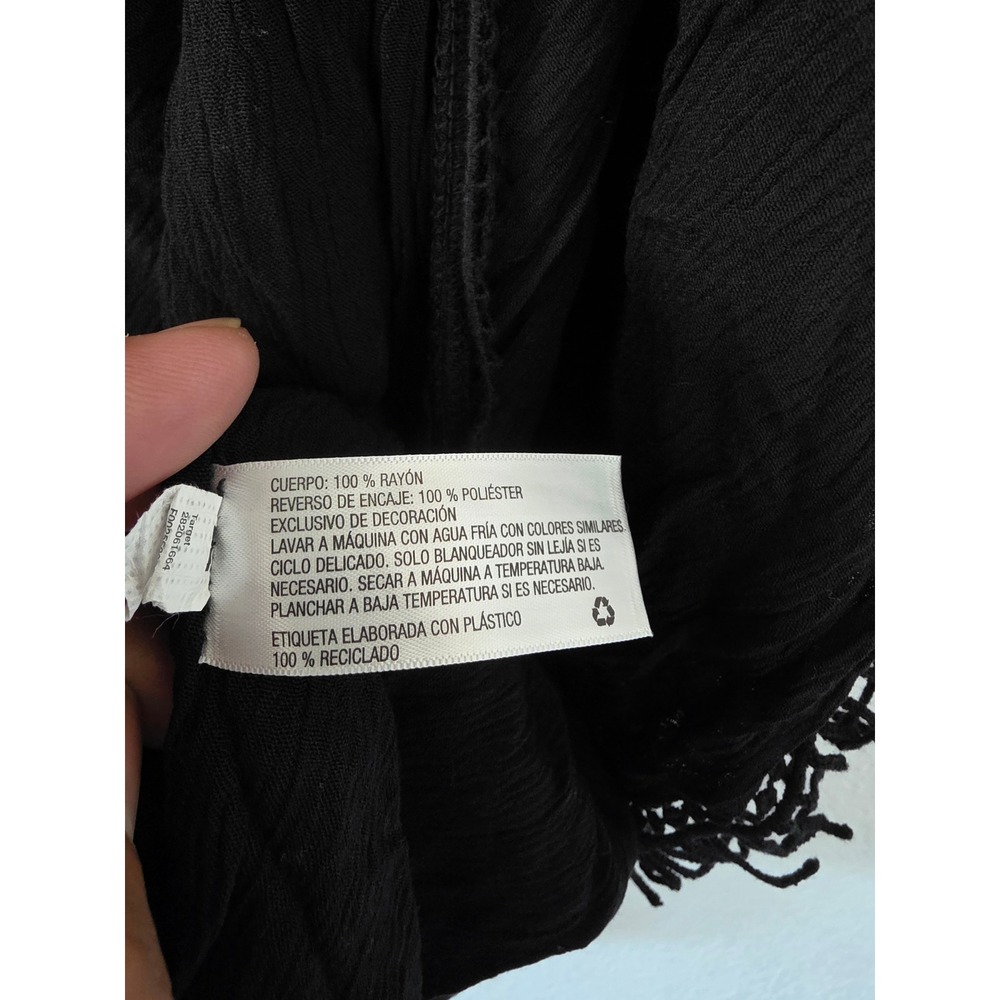 Xhilaration Black Crochet Lace Back Kimono Vest Tassel Fringe XS/S - Picture 5 of 6